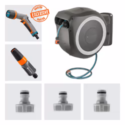 Gardena Wall Hose Box Rollup L 30 m: Flexible Irrigation for Large Gardens, swiveling Hose Box, incl. 35 m Gardena Quality Hose (18627-38)