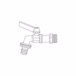 Ball Outlet Valve: Tap For The Inner and Outer Area, 33.3 mm (G 1 ") - Thread, For 19 mm (3/4") - Tubing (7333-20)