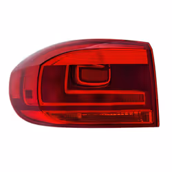 Rear light; HELLA; Left Outer section P21W, W5W 12 with bulb holder; for VOLKSWAGEN, VW; 5N0945095R