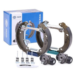 HELLA Shoe Kit Pro 8DB 355 004-511 Brake Set, drum brakes with wheel brake cylinder, with adjuster PEUGEOT: 206 Hatchback