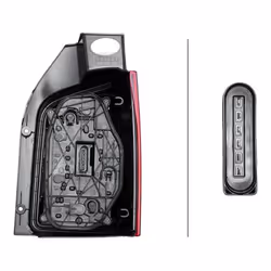 HELLA 2SK 012 338-031 Rear light Left P21/5W, W21W, W5W 12 with bulbs with bulb holder VOLKSWAGEN: Transporter 6