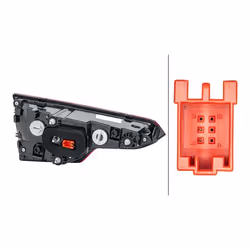 Rear light; HELLA; Right Inner Section W16W with bulb holder; for AUDI; 8W5945076, 8W5945076