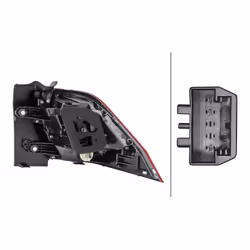 Rear light; HELLA; Left Outer section, Upper section LED, WY21W 12 red with bulb, with bulb holder; for VOLKSWAGEN, VW; 5NA94 ...