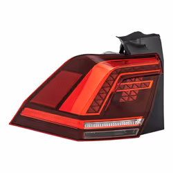 Rear light; HELLA; Left Outer section, Upper section LED 12 smoke grey, red with bulb holder; for VOLKSWAGEN, VW; 5NA945207C, ...
