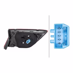 HELLA 2SA 012 522-101 Rear light Right Inner Section, Upper section LED 12 smoke grey, red with bulb holder VOLKSWAGEN: Tiguan II, Tiguan Allspace