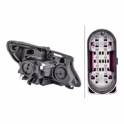 HELLA 1LL 011 284-891 Headlights Left H15, H7, PY21W FF, Halogen 12 for left-hand traffic MERCEDES-BENZ: Vito Dualiner