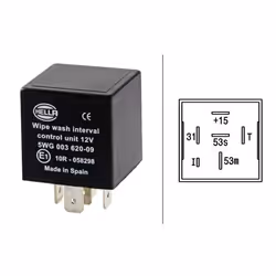 HELLA 5WG 003 620-091 Relay, wipe-/wash interval without holder VOLKSWAGEN: TRANSPORTER 4 Bus, Transporter 4, GOLF 1 Cabriolet, AUDI: A4 B5 Saloon
