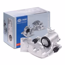 Brake caliper; HELLA; Aluminium without holder; for VOLKSWAGEN, AUDI, SKODA, SEAT, VW; 1K0615423, 1K0615423C, 1K0615423H, 1K0 ...
