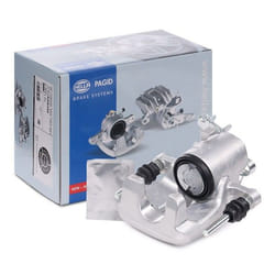 HELLA 8AN 355 784-631 Brake caliper Aluminium without holder VOLKSWAGEN: Golf 5, GOLF 6, Scirocco III, AUDI: A3 Hatchback, A3 Sportback, TT Coupe