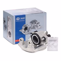 Brake caliper; HELLA; Grey Cast Iron without holder; for BMW; 1160351, 1165029, 34111160351, 34111165029, 34116758113