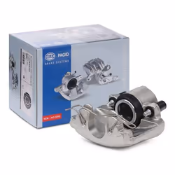 Brake caliper; HELLA; Grey Cast Iron without holder; for VOLKSWAGEN, AUDI, SKODA, SEAT, VW; 1K0615123, 1K0615123B, 1K0615123E ...