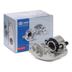 HELLA 8AN 355 789-171 Brake caliper Grey Cast Iron without holder VOLKSWAGEN: Golf 5, GOLF 6, Passat B6 Variant, AUDI: A3 Sportback, A3 Hatchback