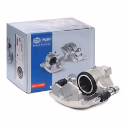 Brake caliper; HELLA; Grey Cast Iron without holder; for AUDI, SEAT, VOLKSWAGEN, VW; 8E0615123, 8E0615123D, 8E0615123X, 8E061 ...