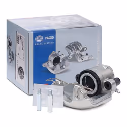 Brake caliper; HELLA; Grey Cast Iron without holder; for AUDI, VOLKSWAGEN, SEAT, SKODA, VW; 8D0615123B, 8E0615123A, 8D0615123 ...