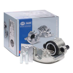 HELLA 8AN 355 791-341 Brake caliper Grey Cast Iron without holder AUDI: A4 B7 Avant, A4 B7 Saloon, A6 C5 Avant, VOLKSWAGEN: Passat B5 GP Estate