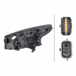 HELLA 1EE 011 410-461 Headlights Right PY21W, H4, W21/5W Halogen, FF 12 for right-hand traffic