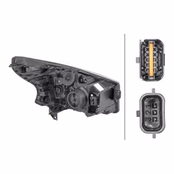 HELLA 1EE 011 410-451 Headlights Left H4, PY21W, W21/5W FF, Halogen 12 for right-hand traffic