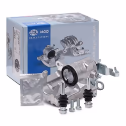 Brake caliper; HELLA; Grey Cast Iron without holder; for VOLKSWAGEN, VW; 701615423