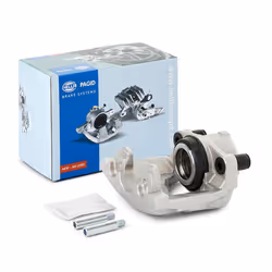Brake caliper; HELLA; Grey Cast Iron without holder; for RENAULT, DACIA; 410116581R, 410111495R, 410116581R, 4101166581R