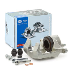 HELLA 8AN 355 799-041 Brake caliper Grey Cast Iron without holder VAUXHALL: Astra Mk6 Kombi, Astra Mk6, Astra Mk6 GTC