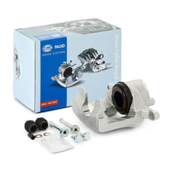 HELLA 8AN 355 799-031 Brake caliper Grey Cast Iron without holder VAUXHALL: Astra Mk6 Kombi, Astra Mk6, Astra Mk6 GTC