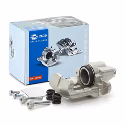 Brake caliper; HELLA; without holder; for RENAULT, PEUGEOT, CITROËN, DACIA; 440164, 95658556, 95668556, 410013721R, 600154988 ...