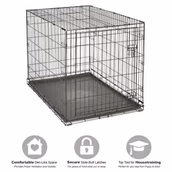 New World Newly Enhanced Single Door 106.68 cm (24-Inch) Dog Crate for Small Dog Breeds; Includes Leak-Proof Pan, Floor Protecting Feet, & New Patente