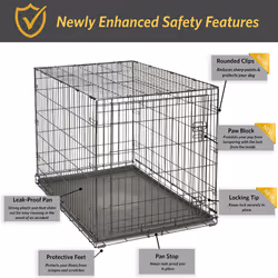 New World Newly Enhanced Single Door 106.68 cm (24-Inch) Dog Crate for Small Dog Breeds; Includes Leak-Proof Pan, Floor Protecting Feet, & New Patente