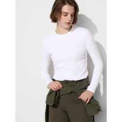 Uniqlo Japan SofT Rib Crewneck T  Long Sleeve - 00 WHITE/XS