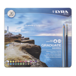 Lyra Graduate Aquarell Watercolor Pencils  24 Assorted Colors with Brush  Metal Tin