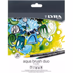 Lyra Aqua Brush Duo, 36 colours, Assorted colours, Bullet tip & Brush tip, Black, Round, Water-based ink