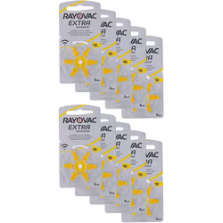 Rayovac Extra Advanced Zinc Air Hearing Aid Battery, Pack of 10, with 60 Batteries, Suitable for Hearing Aids Hearing Aids So ...