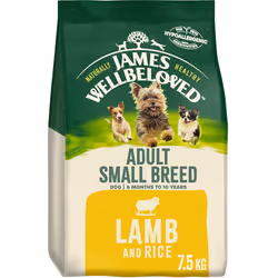 7.5kg James Wellbeloved Natural Small Breed Adult Dry Dog Food Lamb & Rice