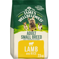 7.5kg James Wellbeloved Natural Small Breed Adult Dry Dog Food Lamb & Rice