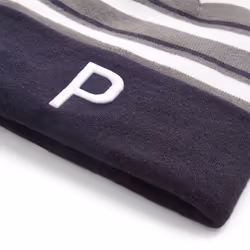 Puma Golf Mens WRMLBL Thermal 'P' Logo Contrasting Stripe Pom Beanie Hat