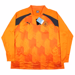 2023-2024 Man City Pre-Match LS Sweat Top (Orange) - S
