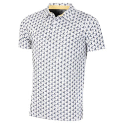 Puma Golf Mens Mattr Palms UPF 40 4-Way Stretch Fast Dry Fabric Polo Shirt - M, White Glow-Navy Blazer