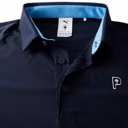 Puma Golf Mens X Ptc Jacquard Moisture Wicking Palm Polo Shirt - S, Deep Navy