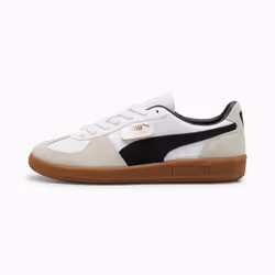 ) Puma Palermo Leather White/Black Trainers - White, 8 (Adults'