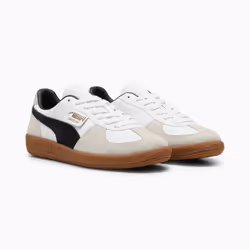 ) Puma Palermo Leather White/Black Trainers - White, 9 (Adults'