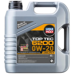 Liqui Moly Top Tec 6200 0W-20 4l Engine oil 20788 AUDI: A6 C7 Avant, A6 C7 Saloon, A4 B9 Saloon, VOLKSWAGEN: Golf 7, Polo V Hatchback
