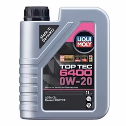 Engine oil; LIQUI MOLY; Top Tec 6400; 0W-20 1; for RENAULT, HYUNDAI, DACIA, MG, KIA