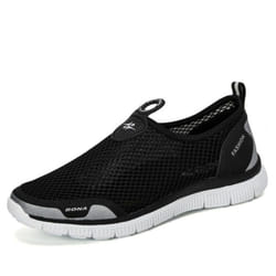 BONA Men Breathable Casual Shoes Krasovki Mocassin Basket Homme Comfortable Sneakers Shoes Chaussures Pour Hommes Mesh Shoe - black, 41