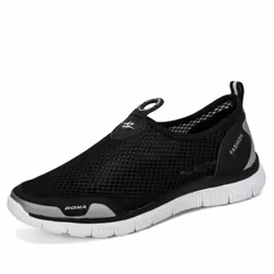 BONA Men Breathable Casual Shoes Krasovki Mocassin Basket Homme Comfortable Sneakers Shoes Chaussures Pour Hommes Mesh Shoe - dark gray, 44