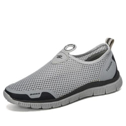 BONA Men Breathable Casual Shoes Krasovki Mocassin Basket Homme Comfortable Sneakers Shoes Chaussures Pour Hommes Mesh Shoe - light gray, 44