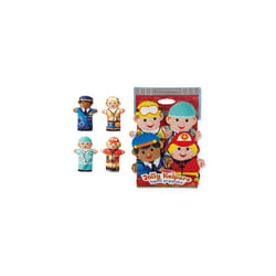 Melissa & Doug Jolly Helpers Hand Puppets (Set of 4) - Construction Worker  Doctor  Police Officer  and Firefighter