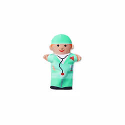 Melissa & Doug Jolly Helpers Hand Puppets (Set of 4) - Construction Worker  Doctor  Police Officer  and Firefighter