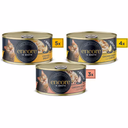 Encore 100% Natural Wet Cat Food, Multipack Chicken Selection in Broth (Pack of 12 x 70g Tins)