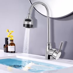 360 Rotatable Pull Out Solid Brass Kitchen Spray Basin Faucet Mixer Tap Spout Single Handle Sink Adjustable Spout Deck Mounted