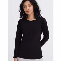Uniqlo Japan HeaTTech CoTTon Crew Neck T  exTremely Warm  Long Sleeve - 09 BLACK/3XL
